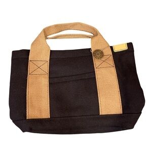 Rose Noire Multi-Compartment Canvas Mini Tote - Black & Tan